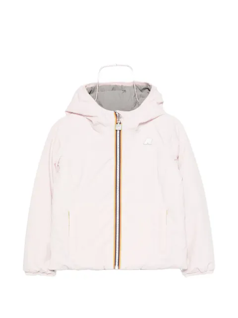 K Way Kids hooded logo-patch jacket