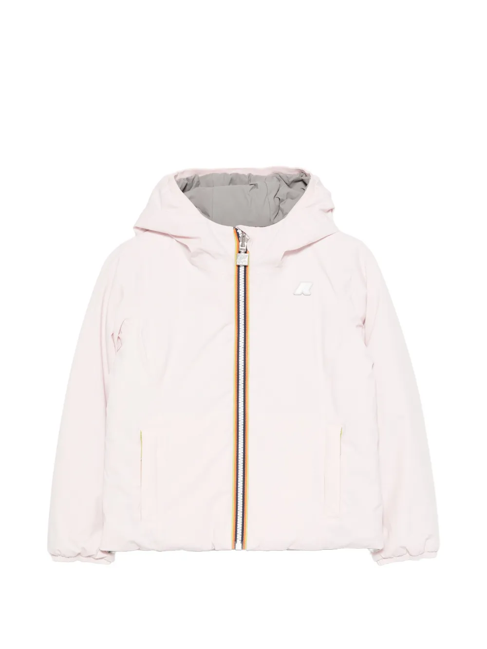 K Way Kids hooded logo-patch jacket - Rosa