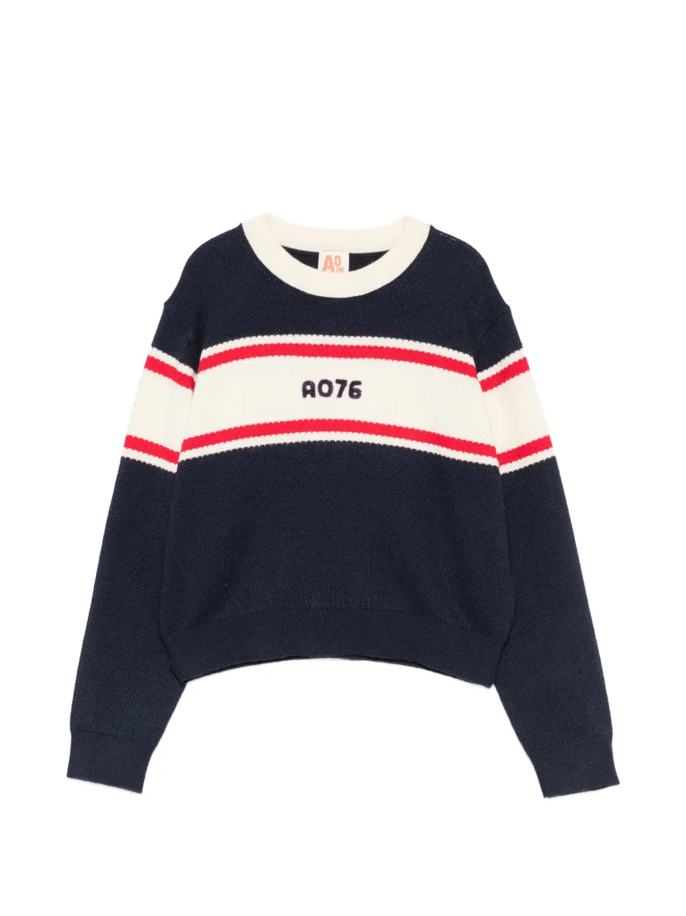 American Outfitters Kids Gestreepte trui met geborduurd logo Blauw