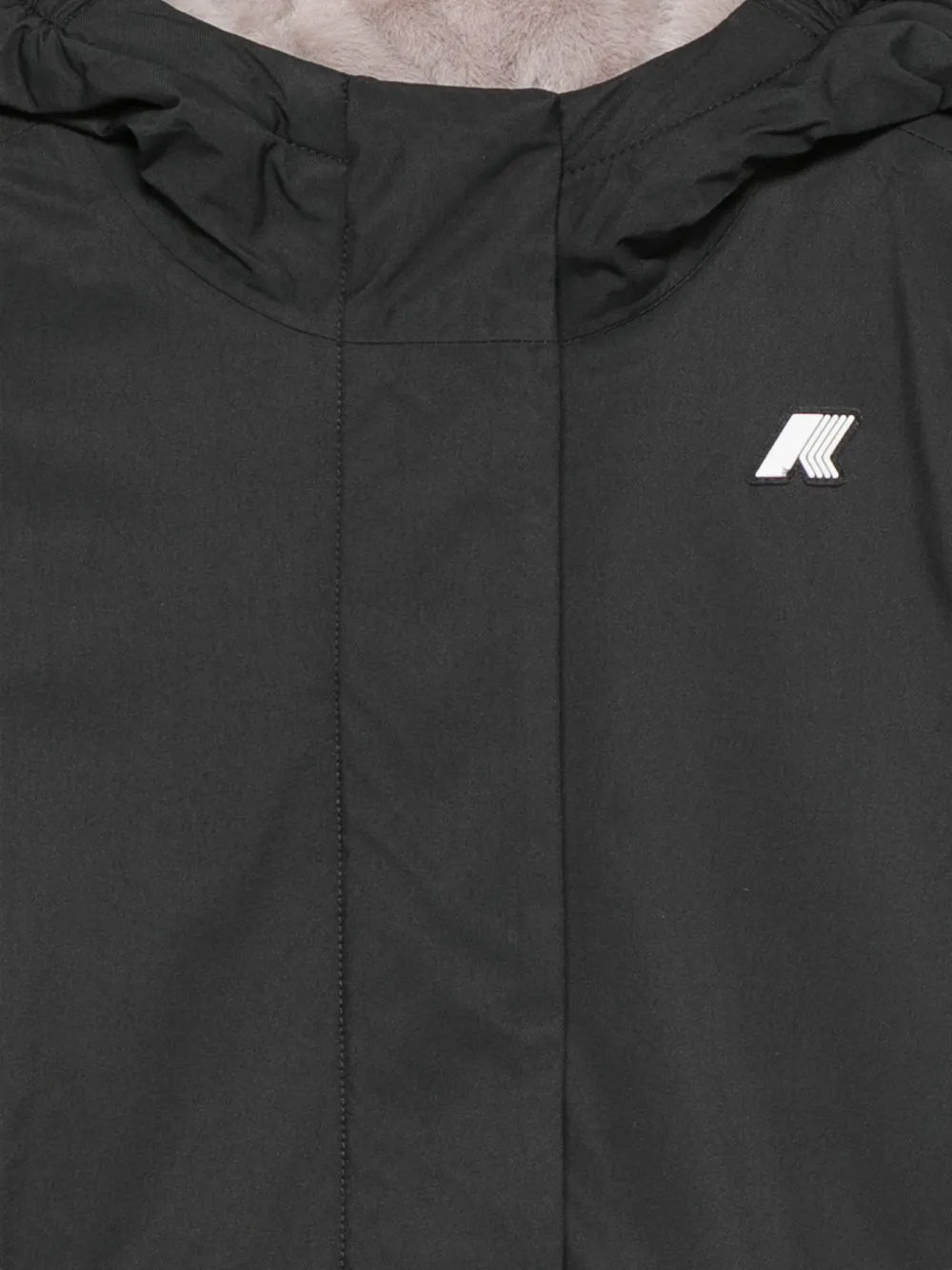K Way Kids Jas met logopatch en capuchon Zwart
