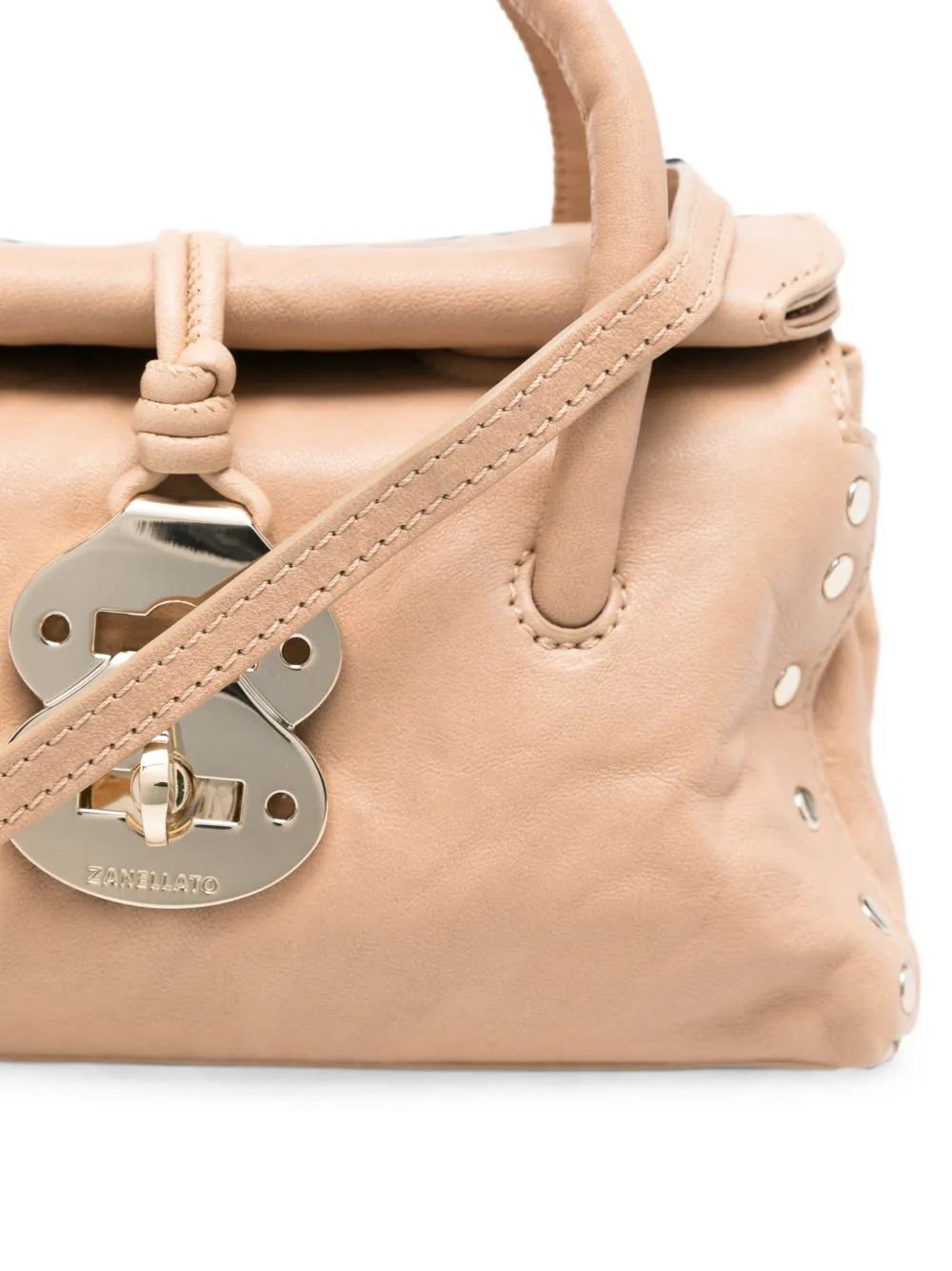 Zanellato Baby Dotta shopper verfraaid met studs Beige