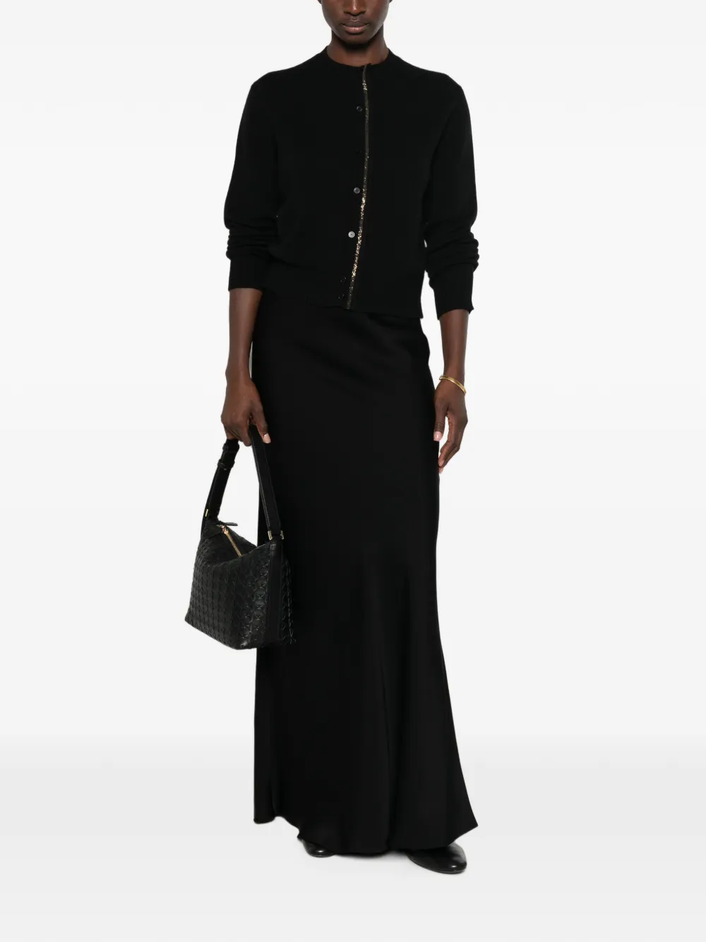 Fabiana Filippi Button-up vest met kralen afwerking Zwart