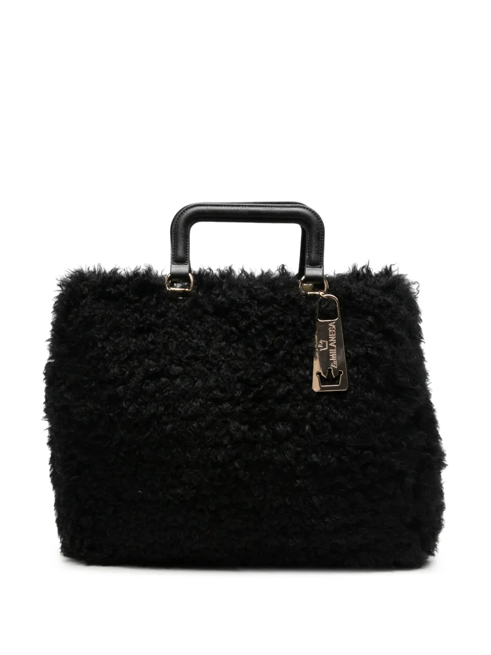 la milanesa Amal faux-fur clutch bag - Nero