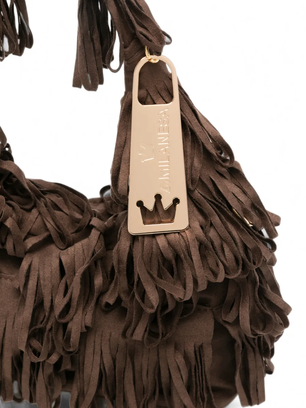 la milanesa Capucine clutch met franje Bruin