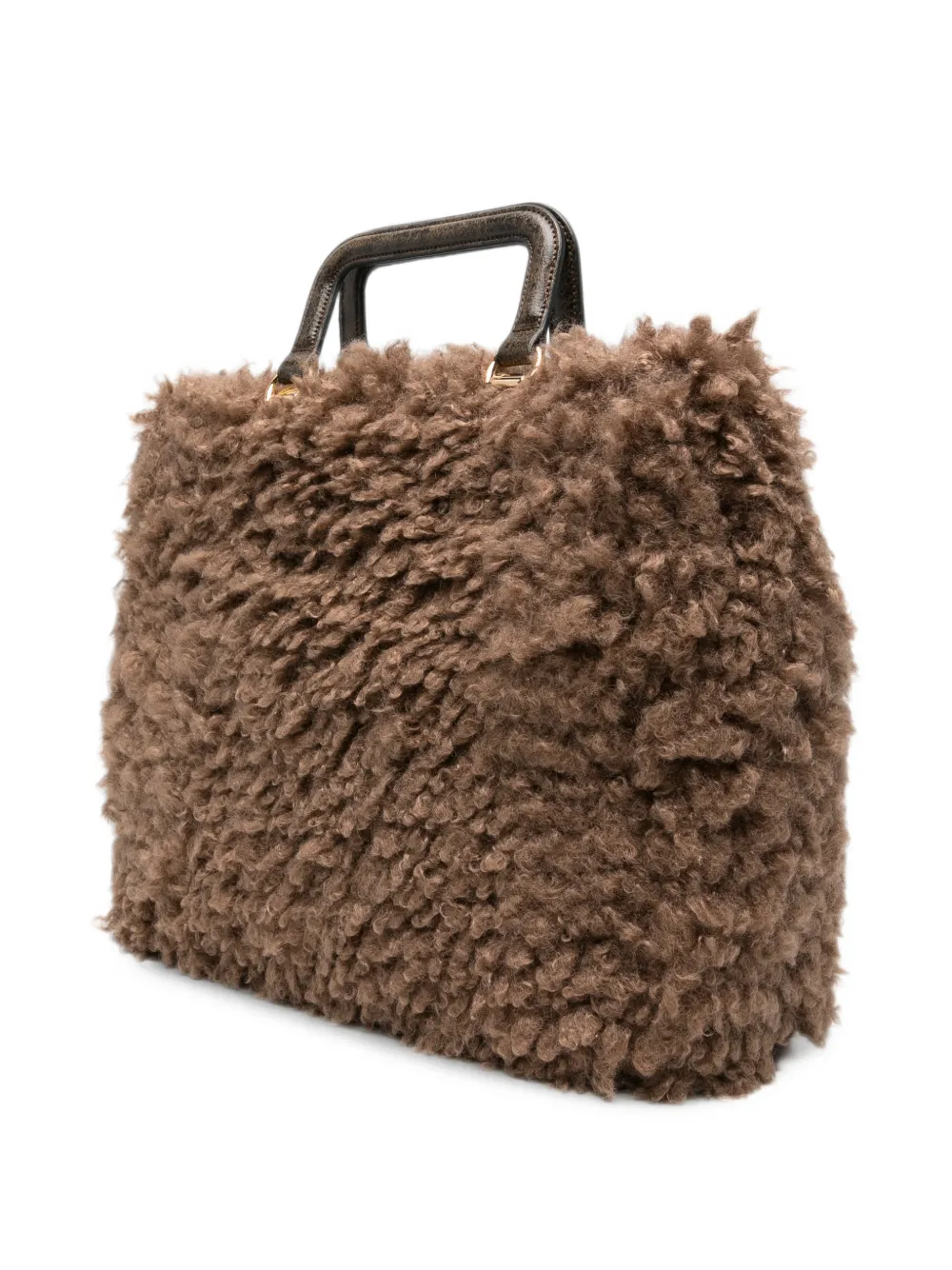 la milanesa Amal clutch van imitatielamswol Bruin