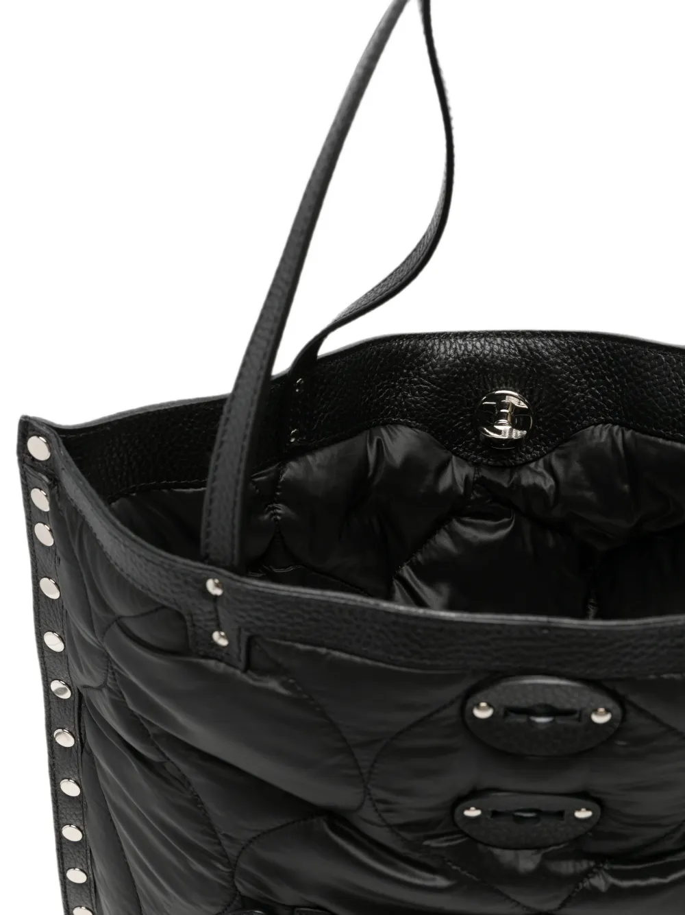 Zanellato Medium A'Spasso Lunaria gewatteerde shopper verfraaid met studs Zwart