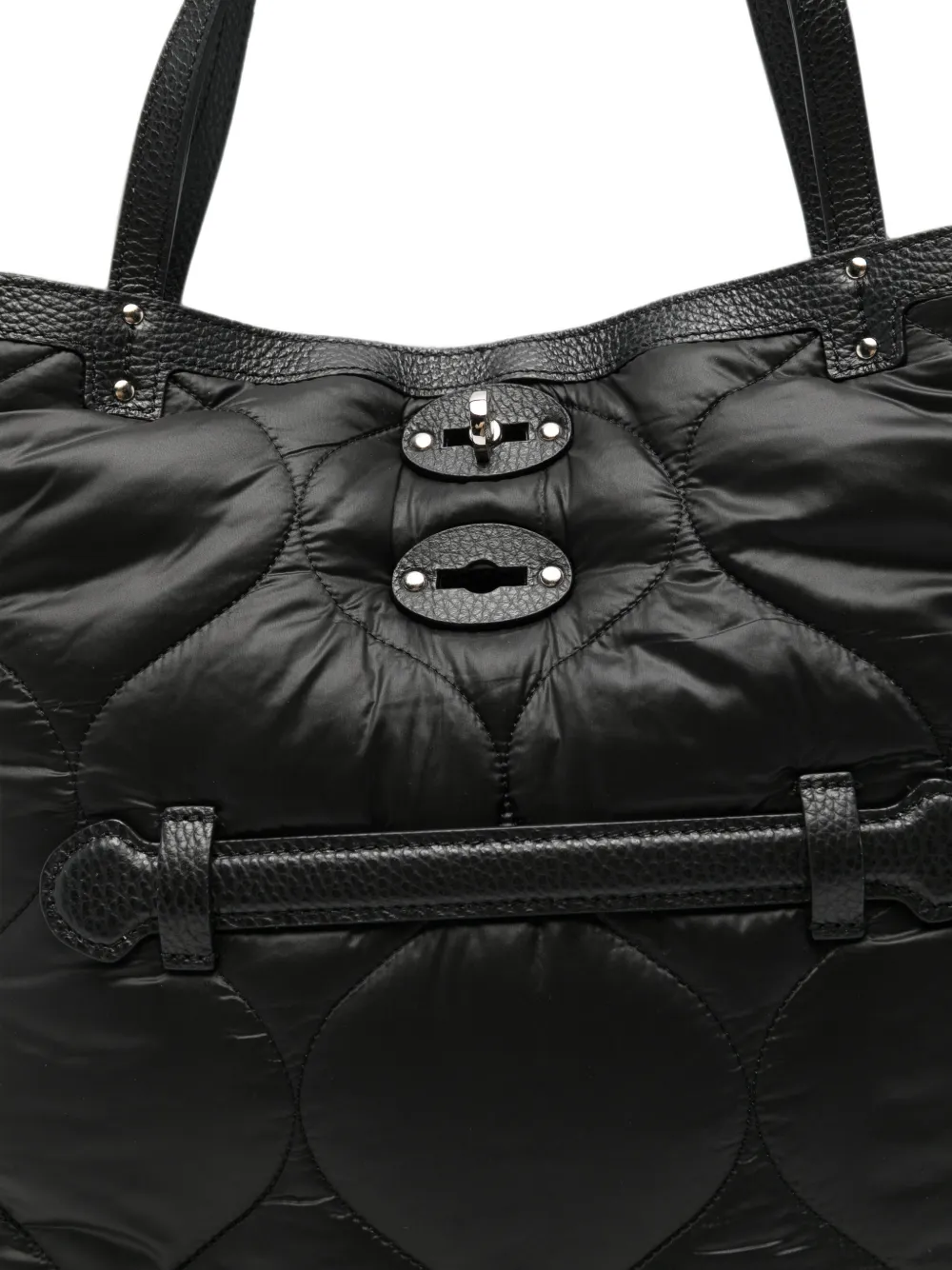 Zanellato Medium A'Spasso Lunaria gewatteerde shopper verfraaid met studs Zwart