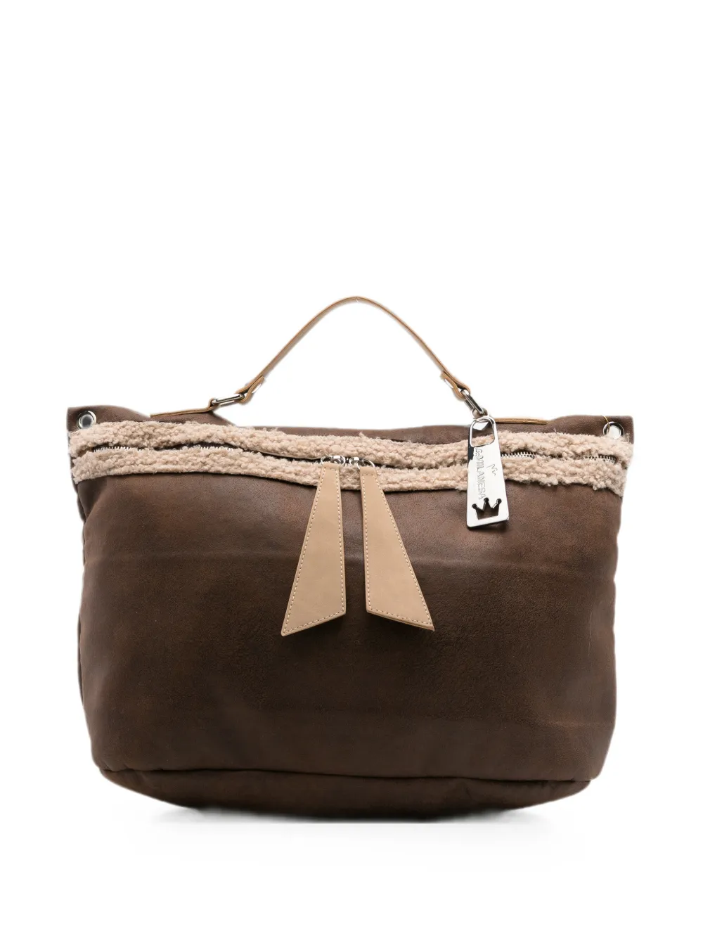 la milanesa shearling-trim tote bag