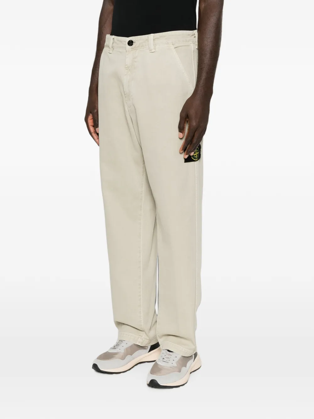 Stone Island Straight broek met logopatch Beige