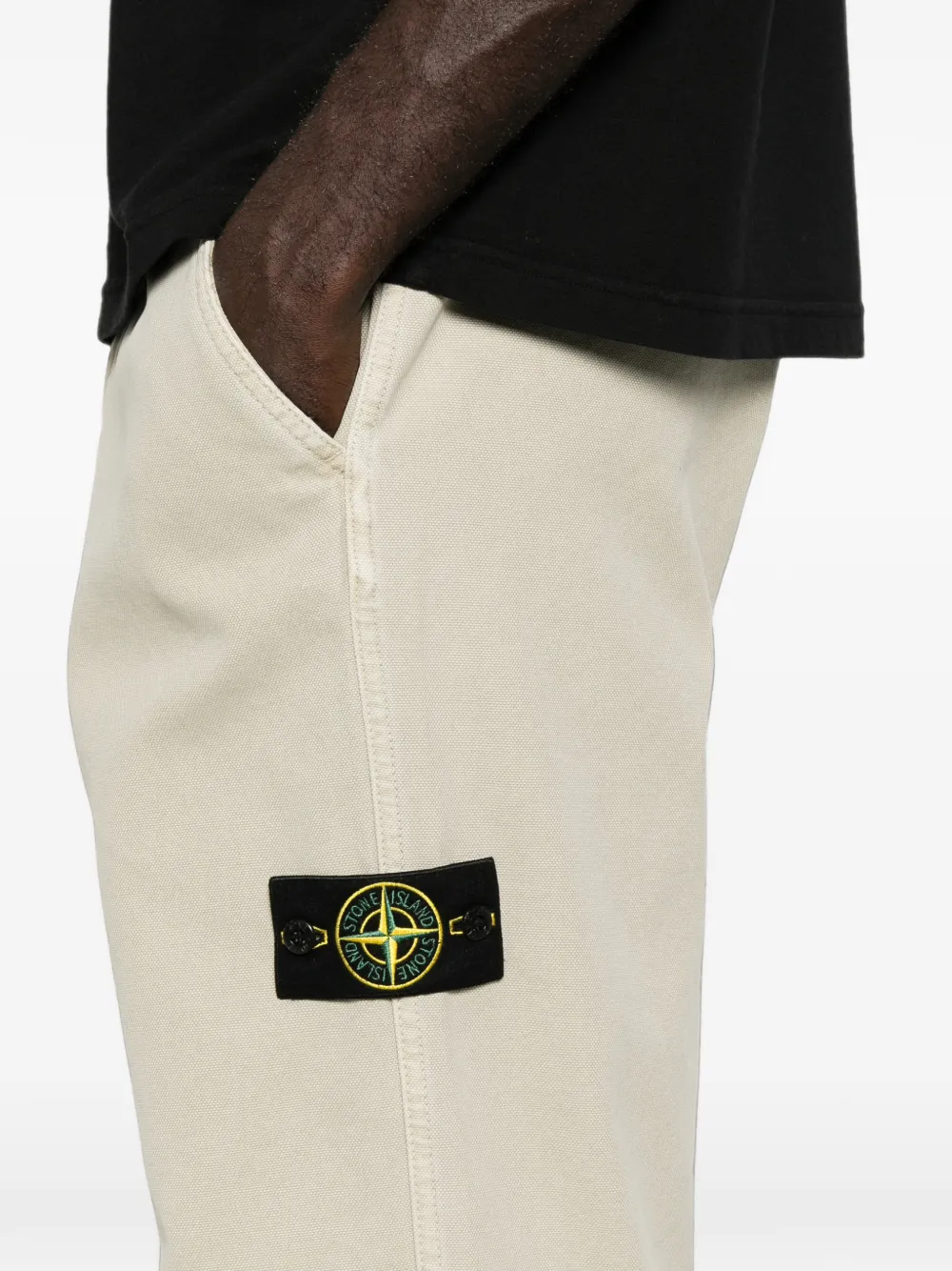 Stone Island Straight broek met logopatch Beige