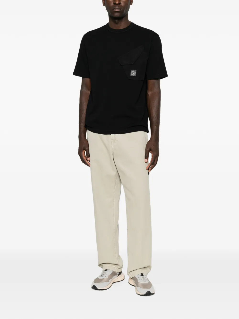 Stone Island Straight broek met logopatch Beige