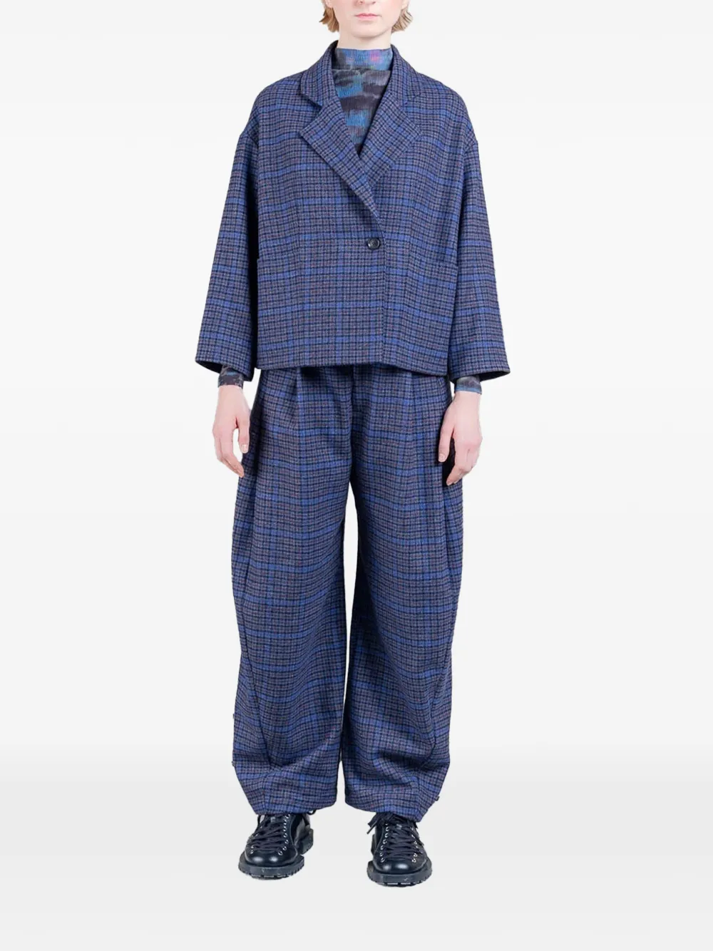 Henrik Vibskov Shady geruit jack Blauw