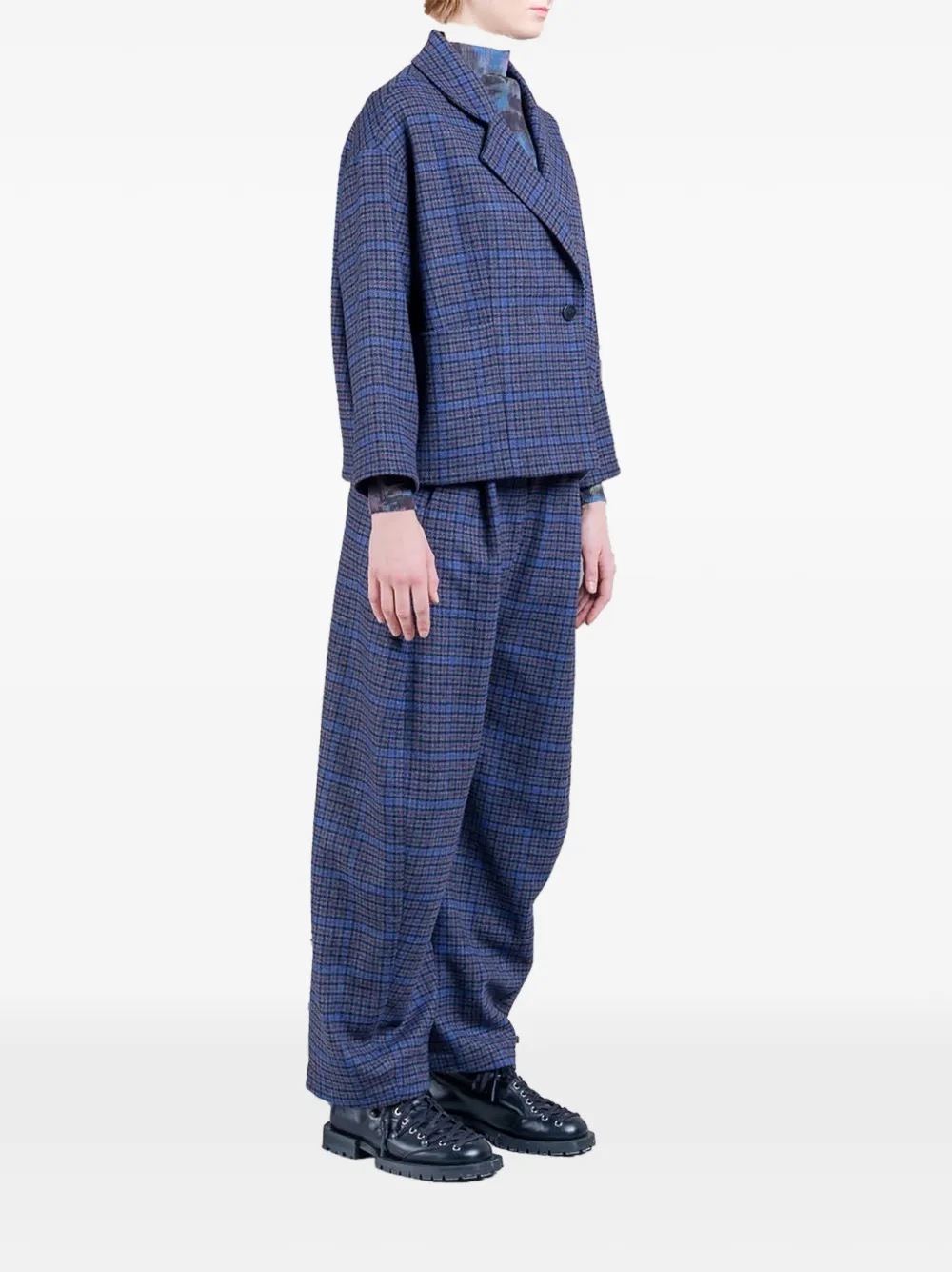 Henrik Vibskov Shady geruit jack Blauw