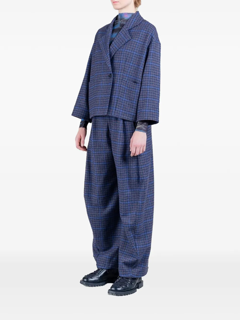 Henrik Vibskov Shady geruit jack Blauw