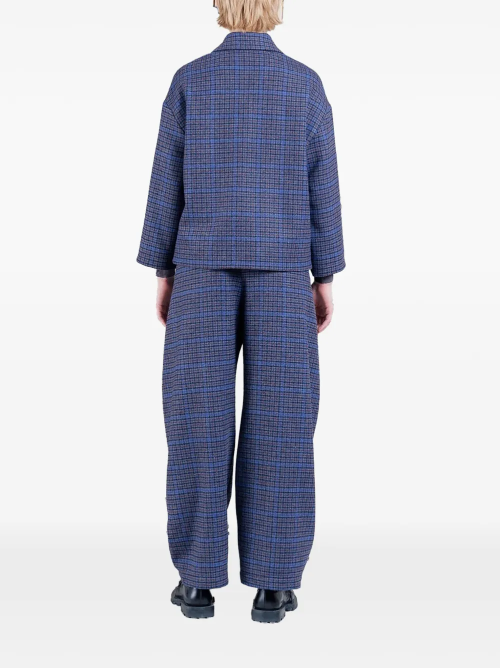 Henrik Vibskov Shady geruit jack Blauw