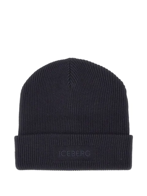 Iceberg gorro tejido de canalé con logo bordado