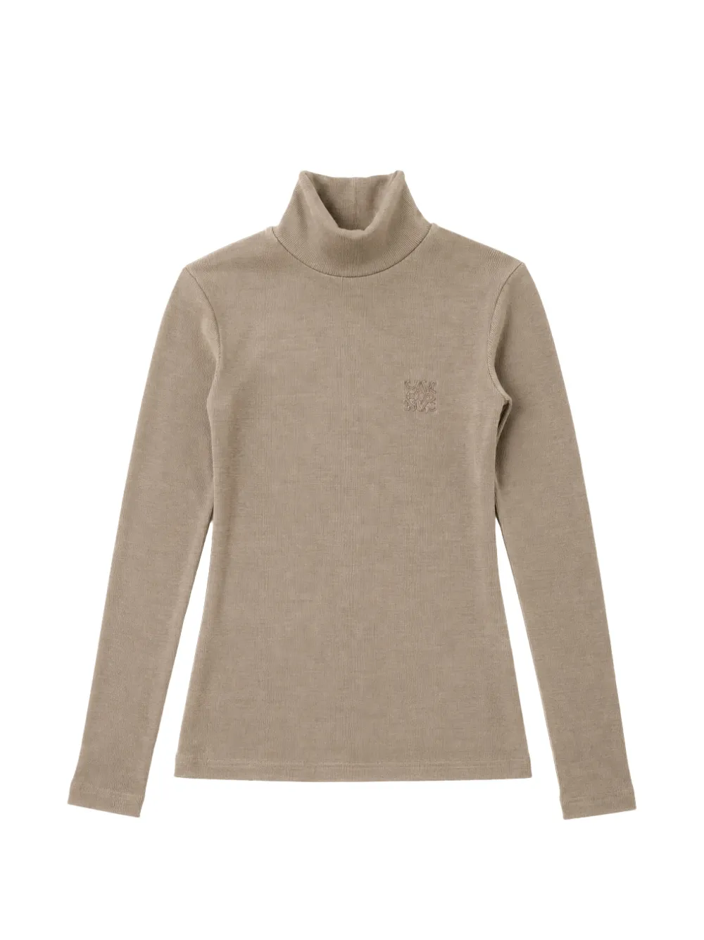 Max Mara logo-embroidered roll-neck top - Marrone