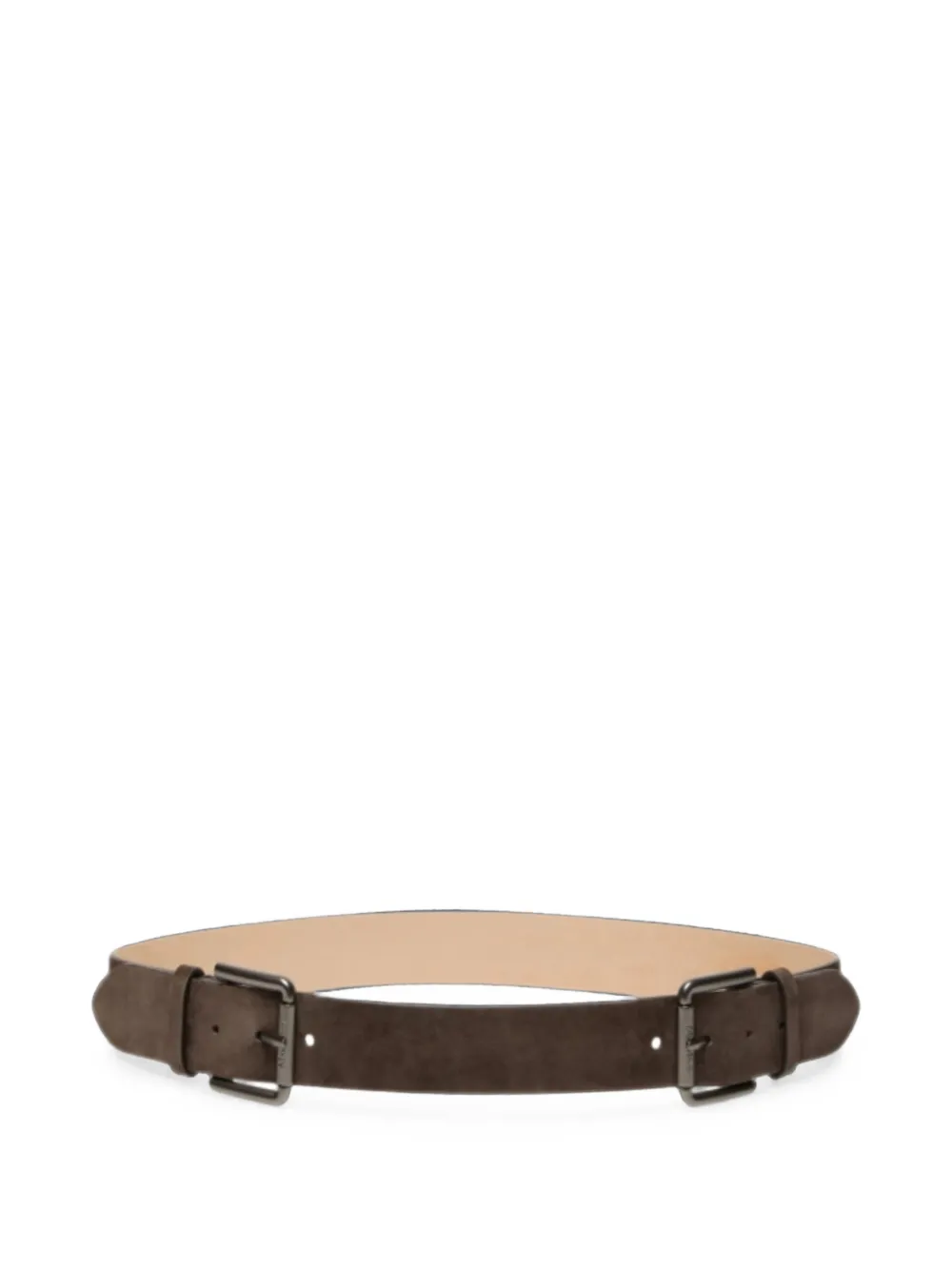 Max Mara Suede Double-buckle Belt In Brown