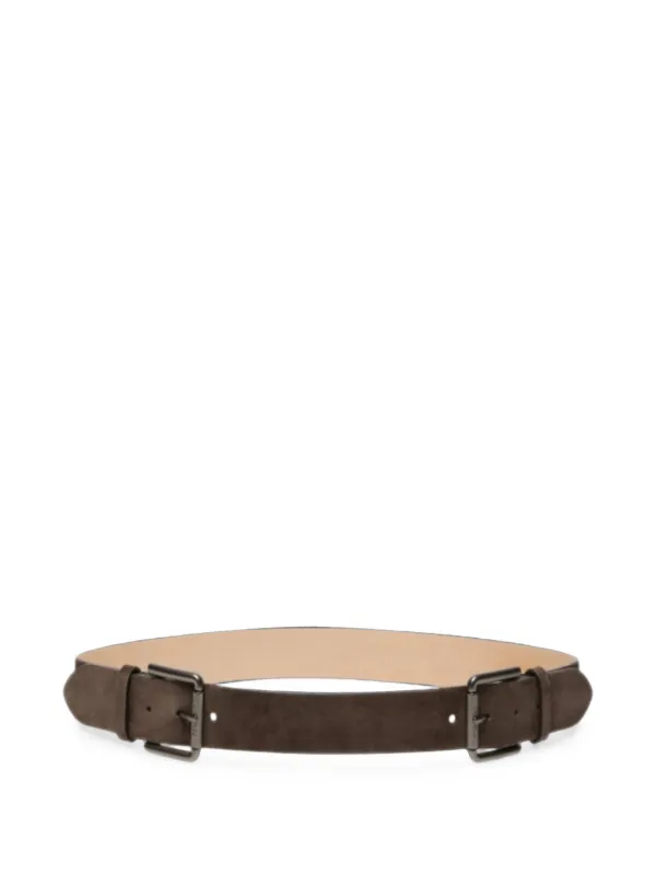 Max Mara Suede Double-buckle Belt in Brown