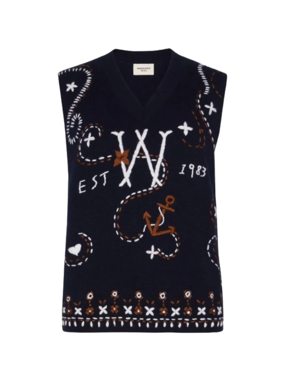 Weekend Max Mara intarsia-knit sleeveless virgin-wool sweater - Blu