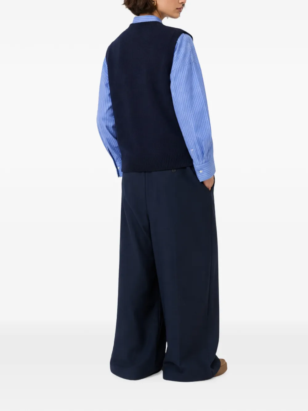 Weekend Max Mara Mouwloze intarsia gebreide trui van scheerwol Blauw