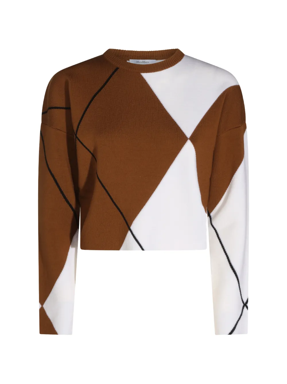Max Mara Boxy wollen trui met argyle-patroon Bruin