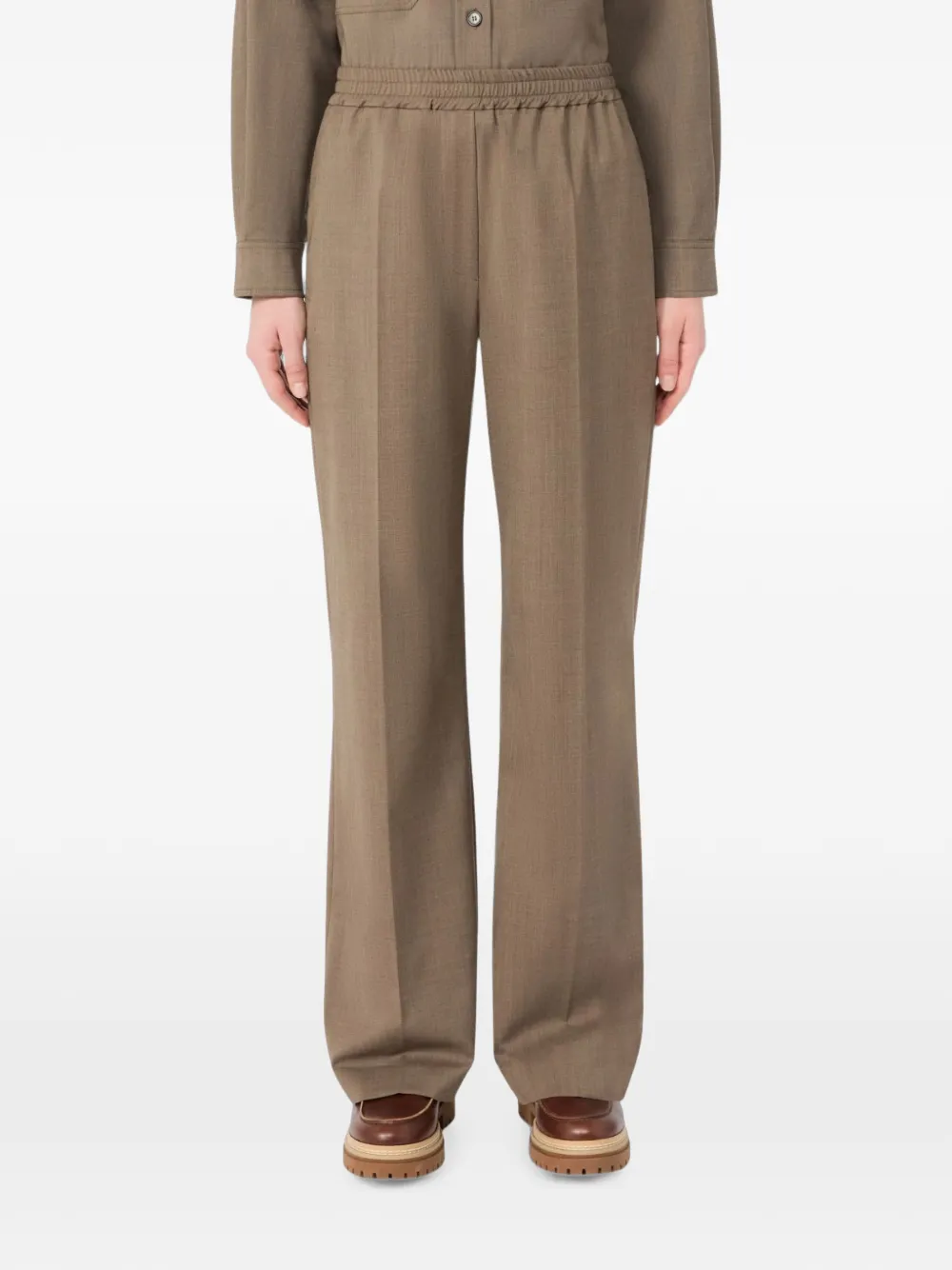Weekend Max Mara Stretch wollen Batavia broek Marron Glacé Beige