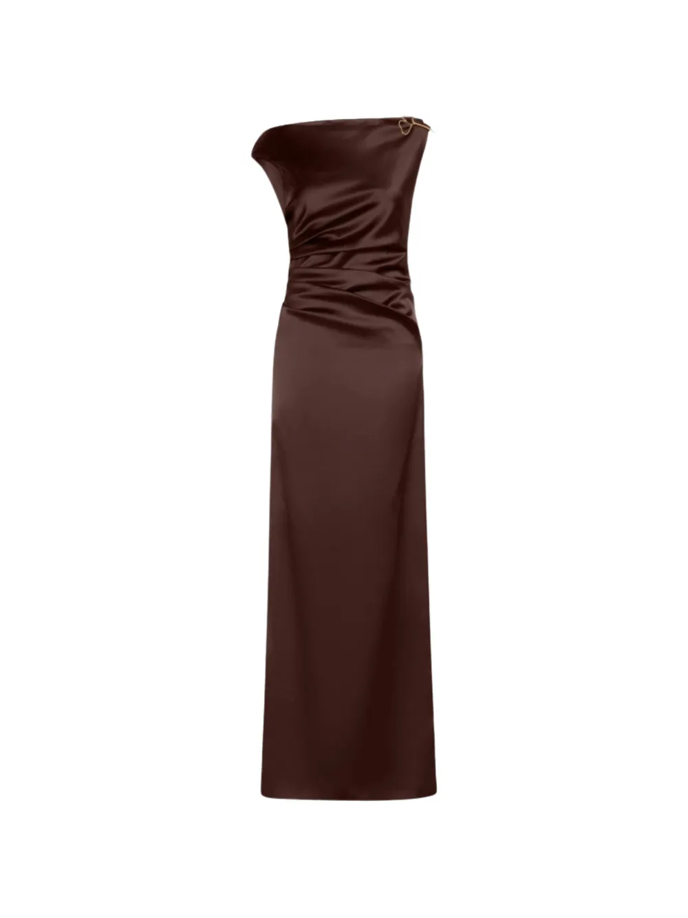 Pianoforte ruched satin-finish maxi dress - Marrone