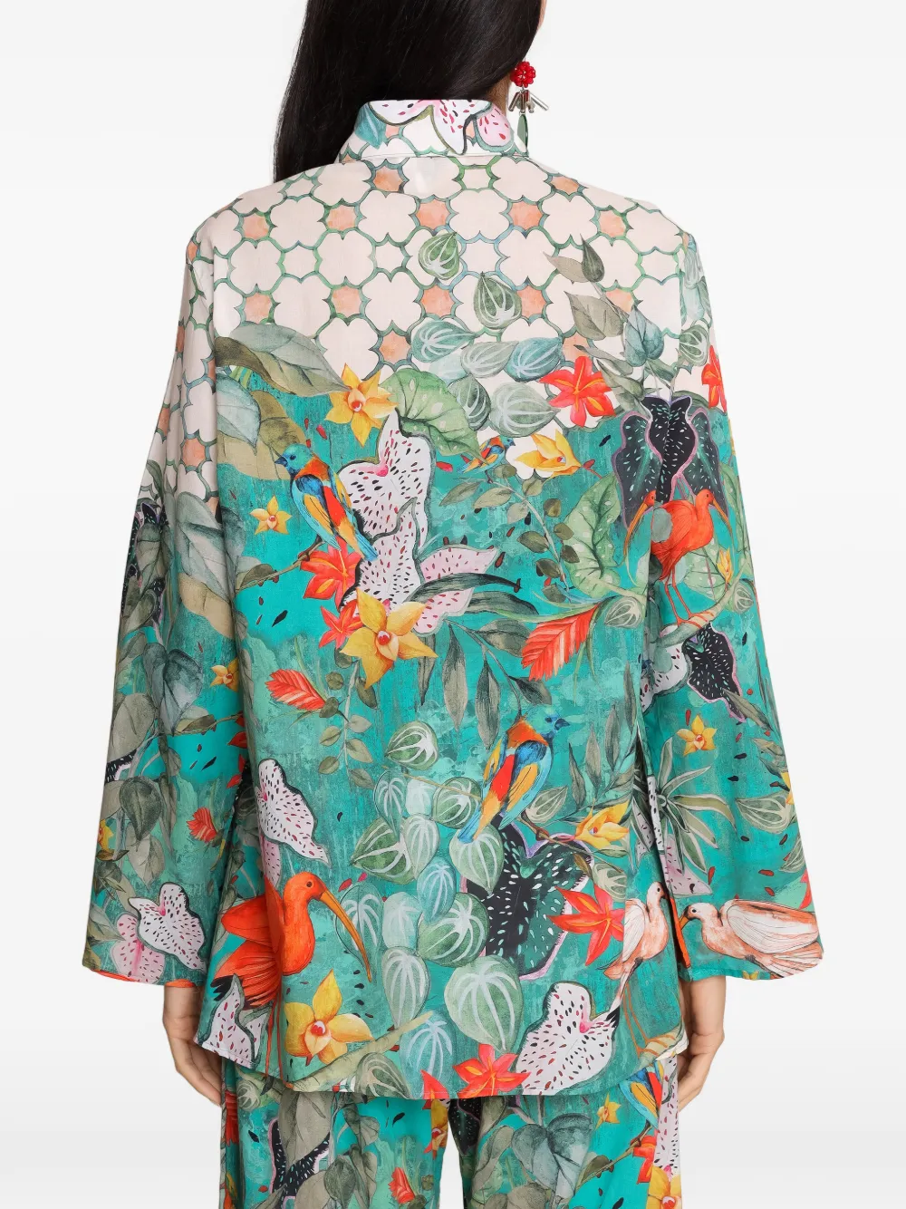 Amir Slama x Avatim blouse met tropische print en lange mouwen Groen