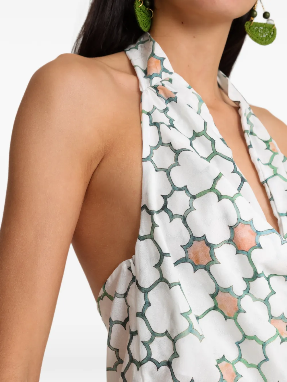 Amir Slama Jurk met geometrische print Wit