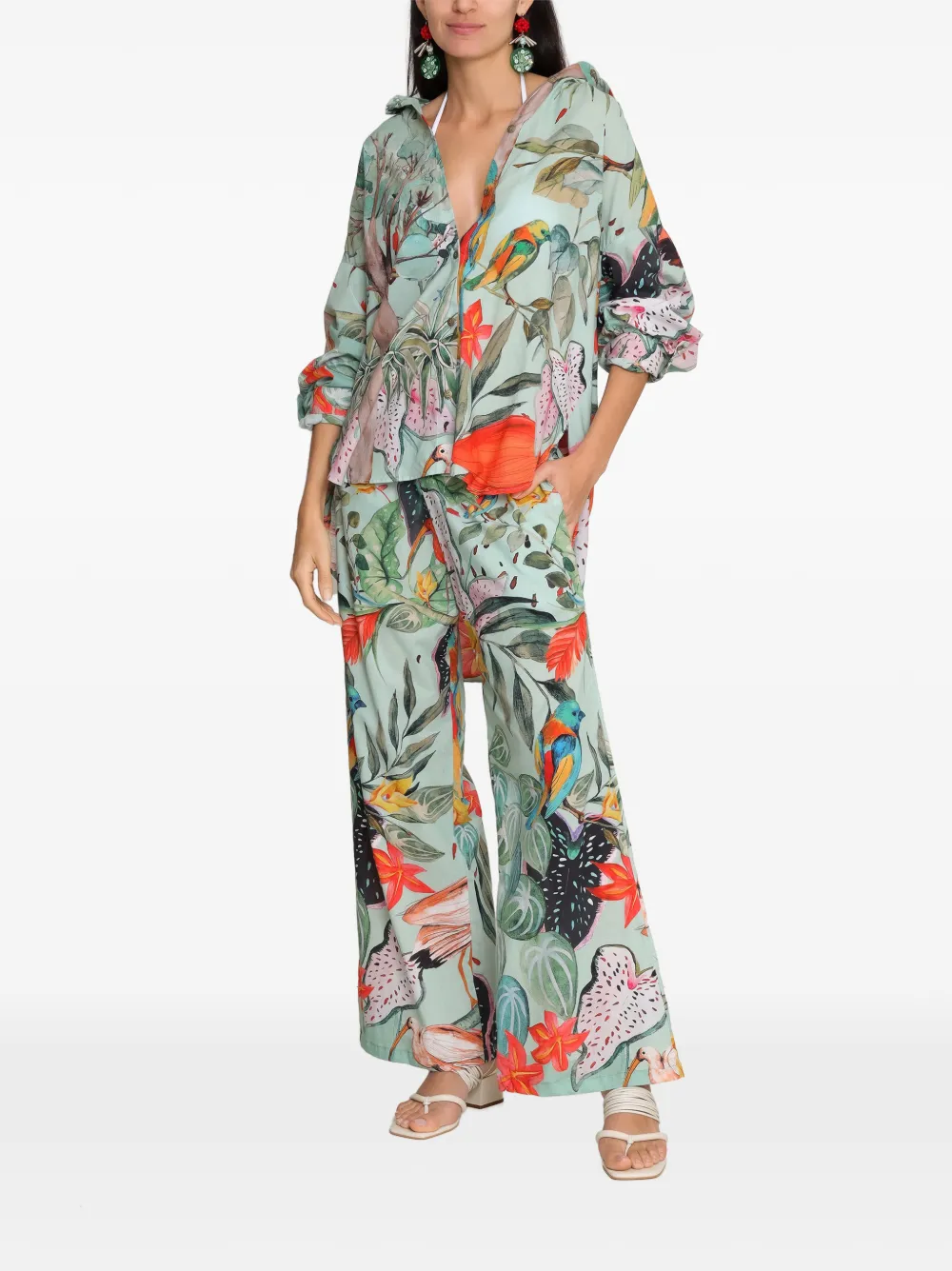 Amir Slama x Avatim palazzo broek met bloemenprint Groen