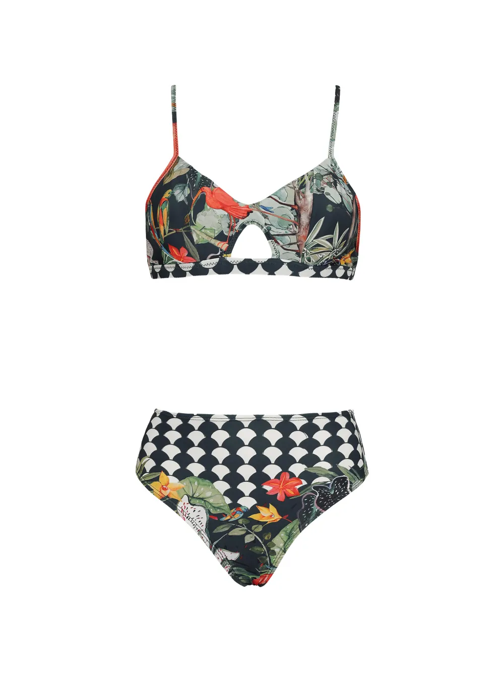 Amir Slama Bikini con stampa tropicale - Nero