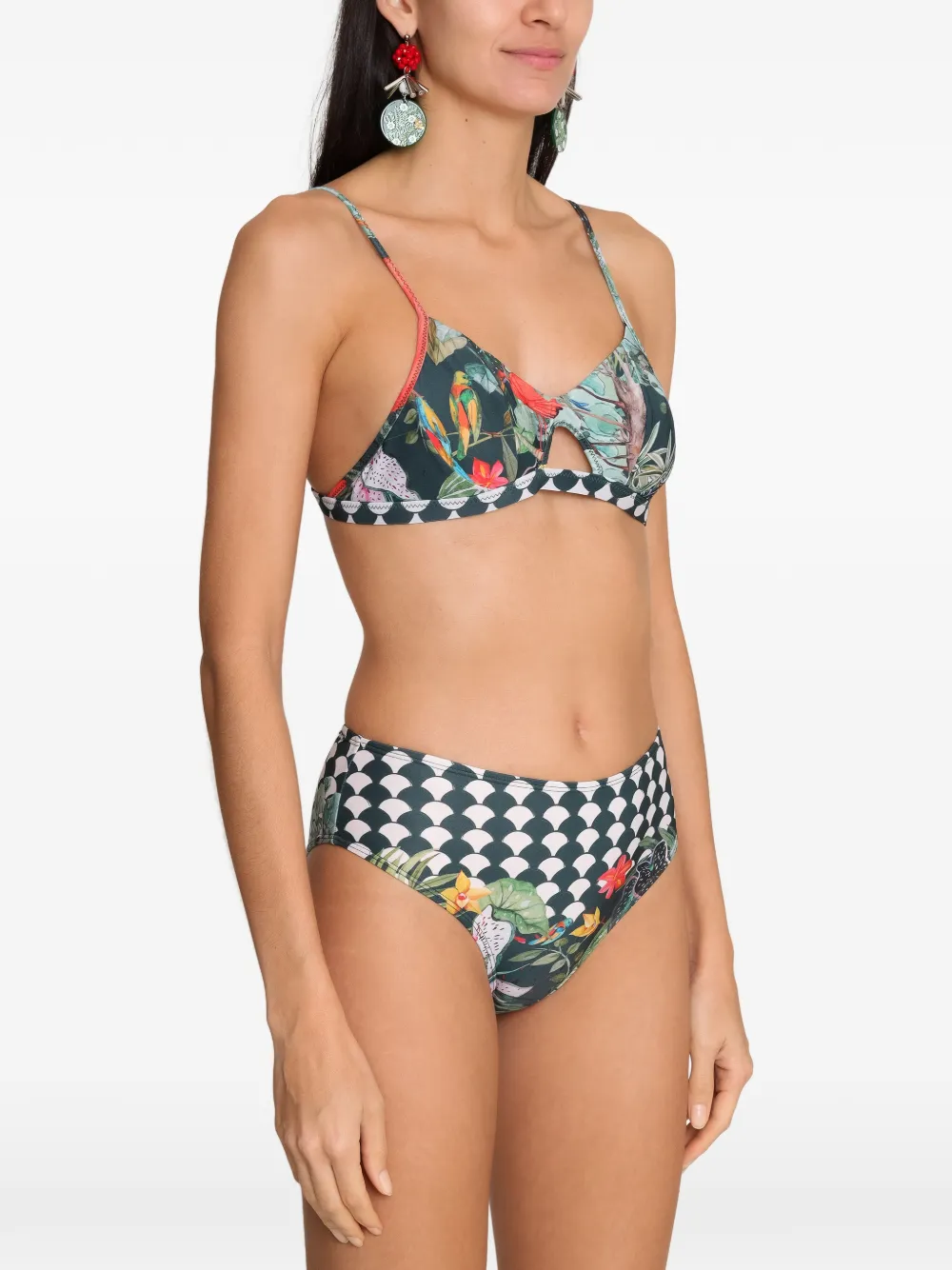 Amir Slama x Avatim bikini met tropische print en uitgesneden details Zwart