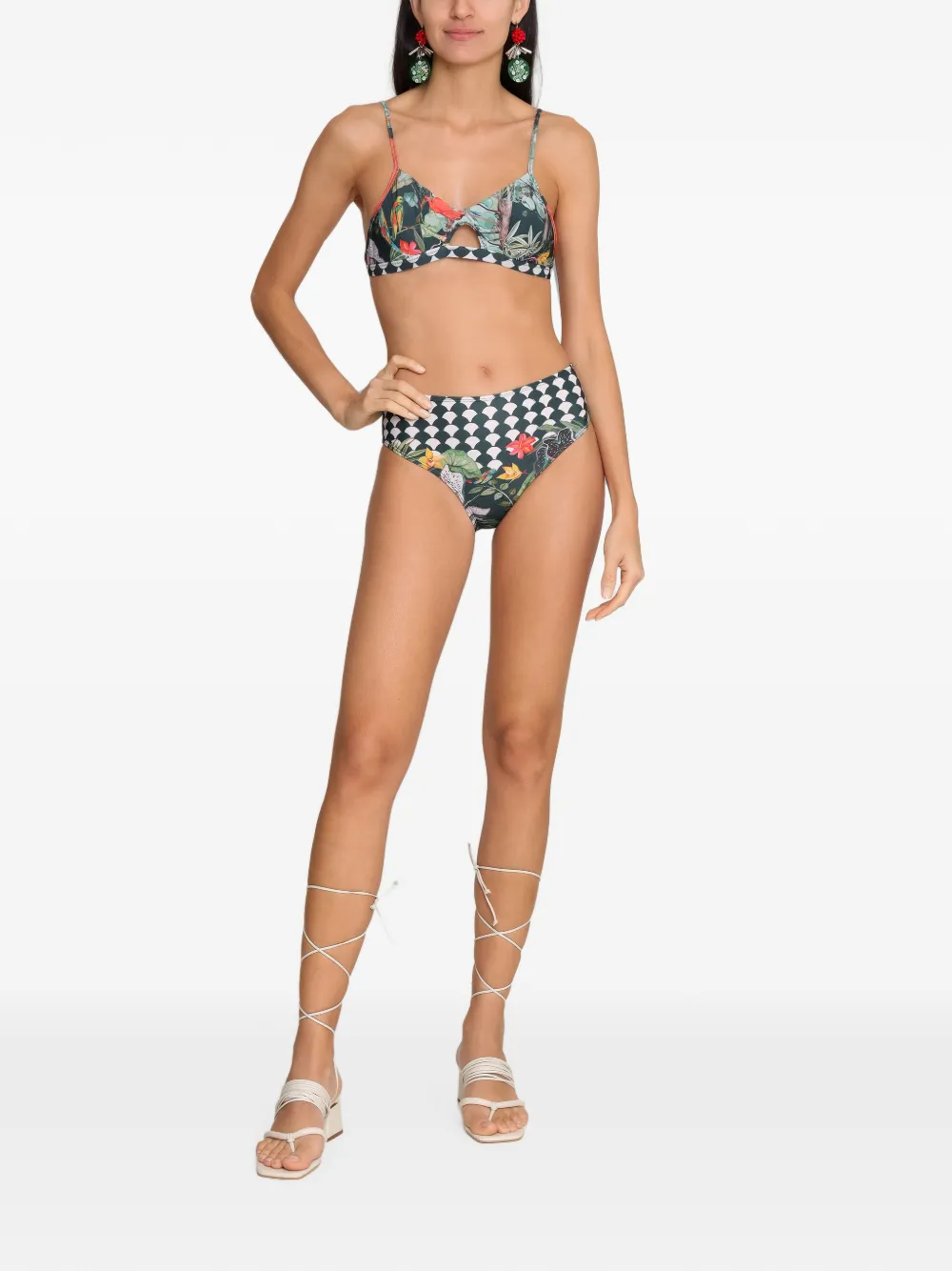 Amir Slama x Avatim bikini met tropische print en uitgesneden details Zwart