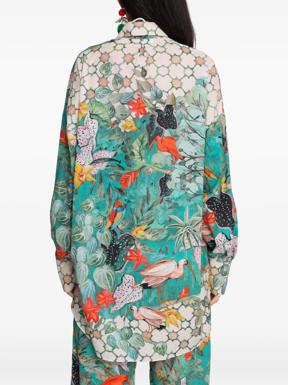 Amir Slama x Avatim blouse met vogel-print en lange mouwen Groen
