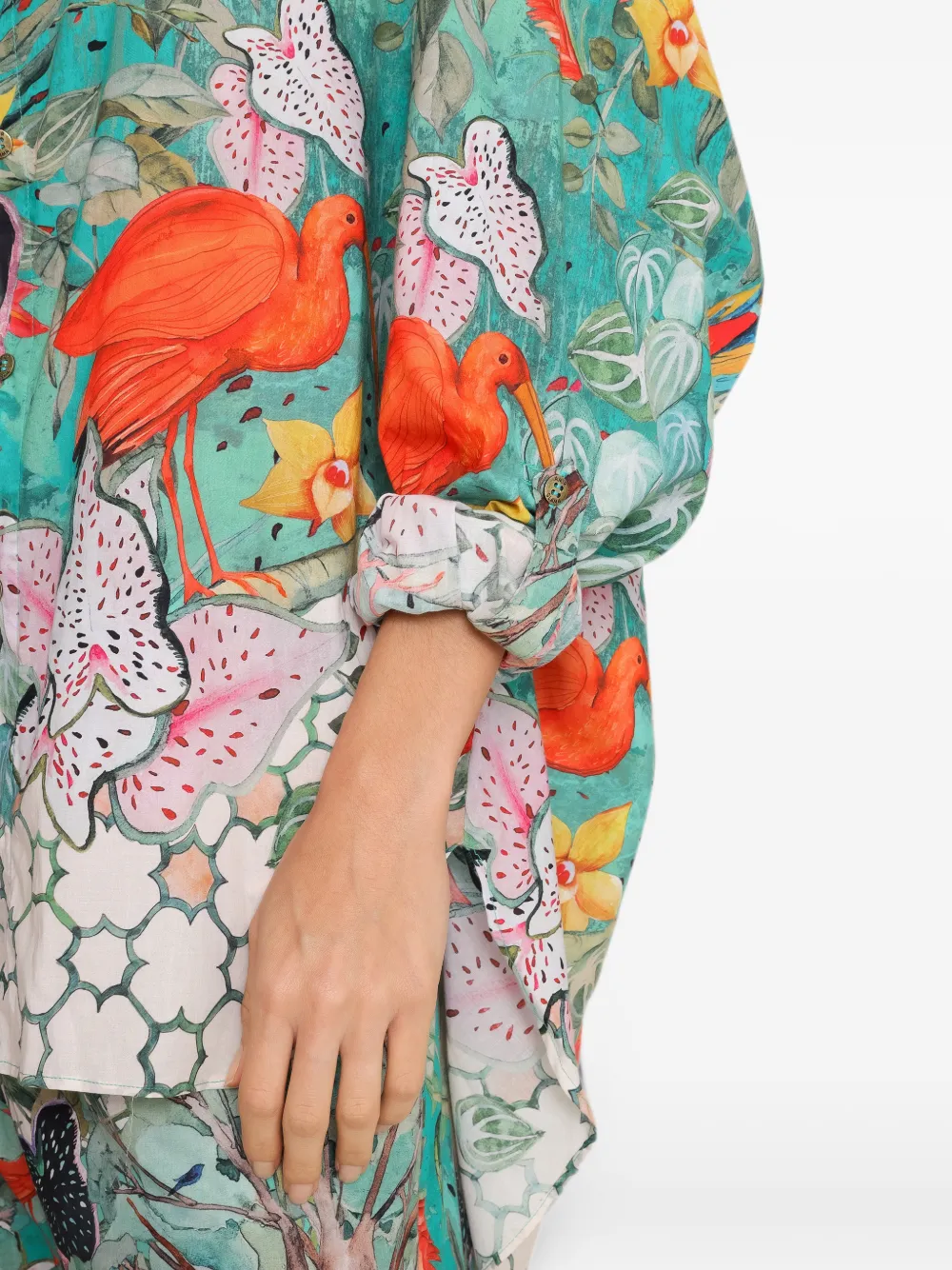 Amir Slama x Avatim blouse met vogel-print en lange mouwen Groen