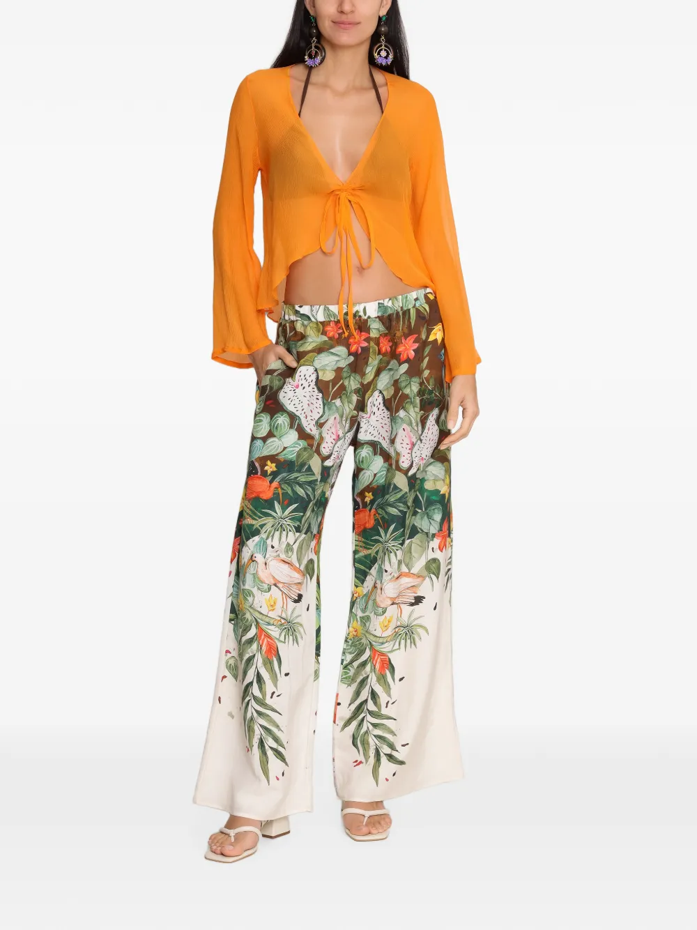 Amir Slama Blouse met lange mouwen en strik Oranje