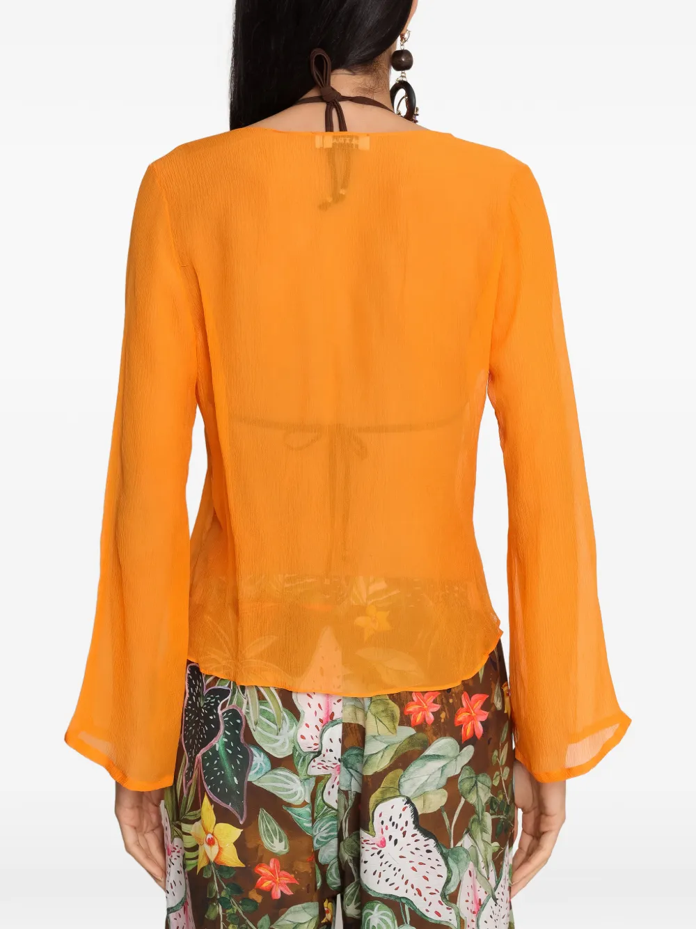 Amir Slama Blouse met lange mouwen en strik Oranje