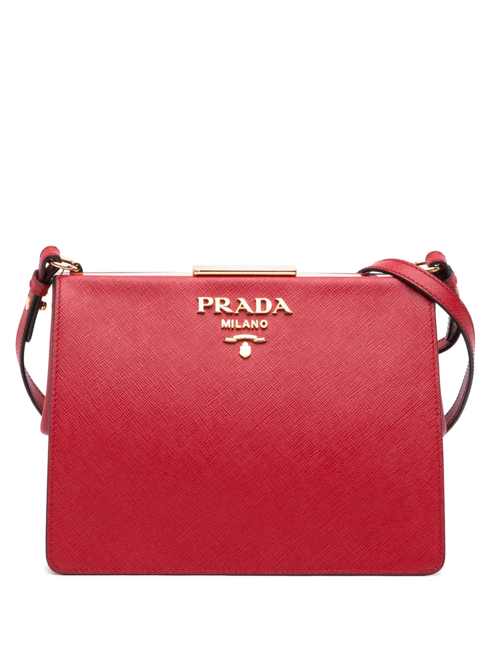 Prada Pre-Owned 2017-2019 Saffiano and City Calf Light Frame crossbody bag - Rot