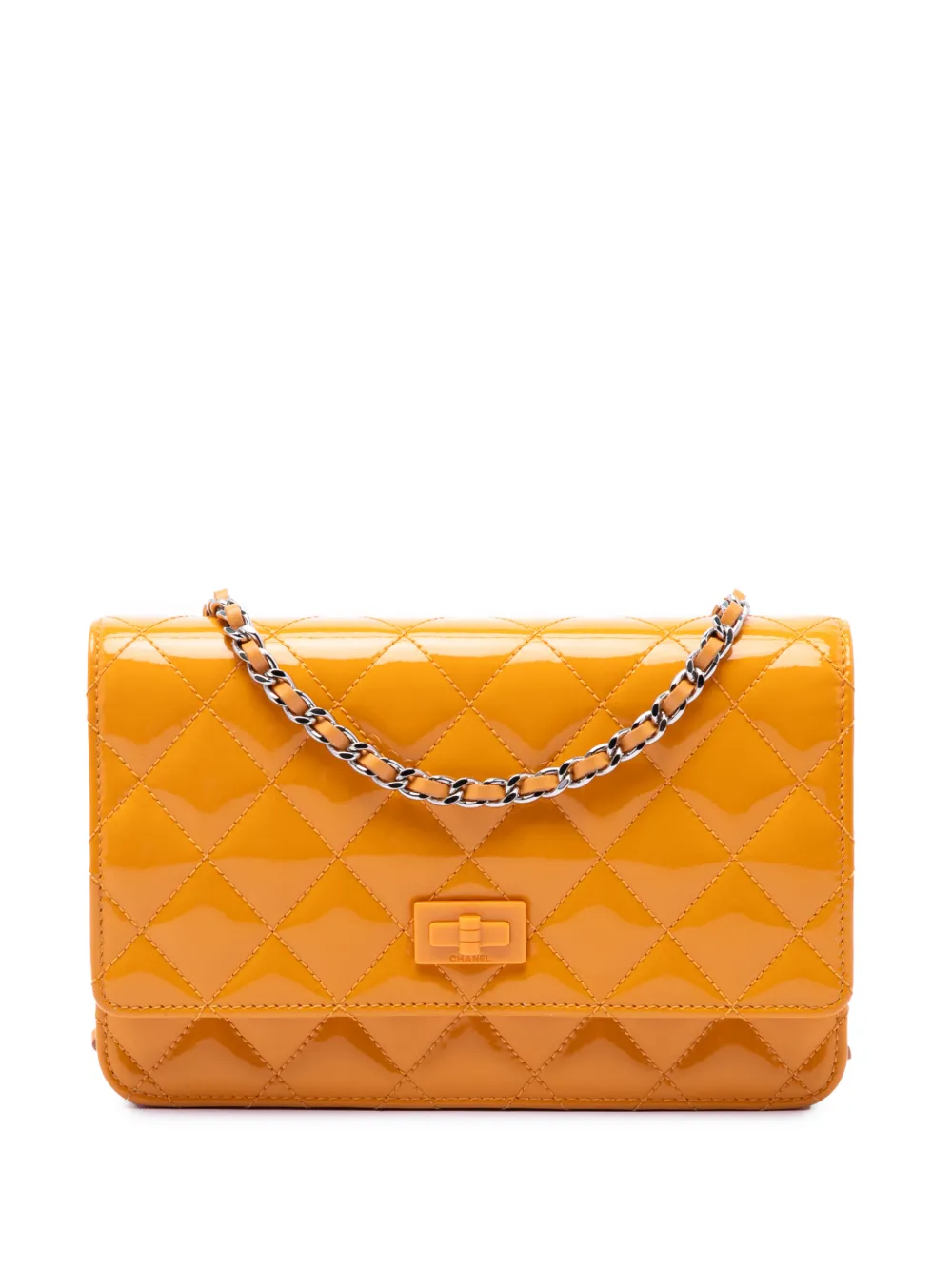 CHANEL Pre-Owned 2014-2015 Quilted Patent Reissue 2.55 Wallet On Chain crossbody bag - Giallo