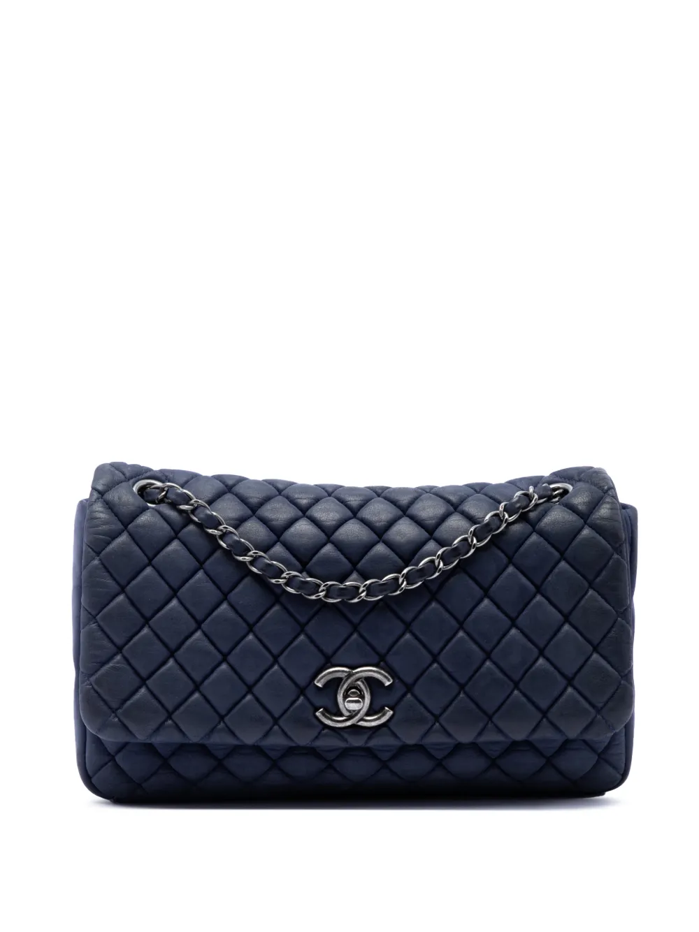 CHANEL Pre-Owned 2012-2013 Large Quilted Iridescent Calfskin New Bubble Flap shoulder bag - Blu