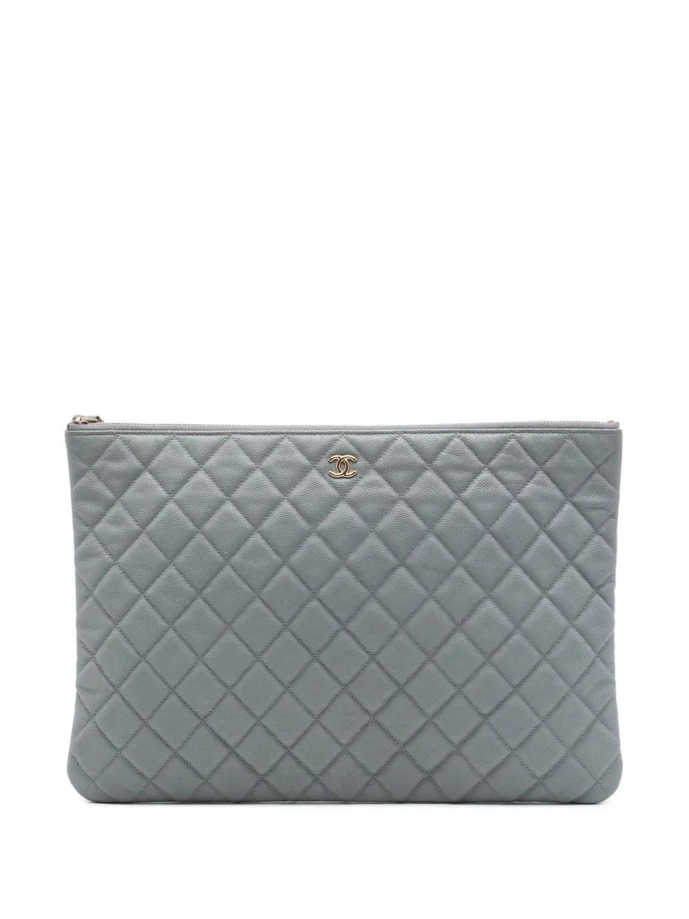 CHANEL Pre-Owned 2019 Large Quilted Caviar O Case clutch bag - Grigio