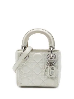 Christian Dior Pre-Owned 2019 Micro Metallic Calfskin Cannage Lady