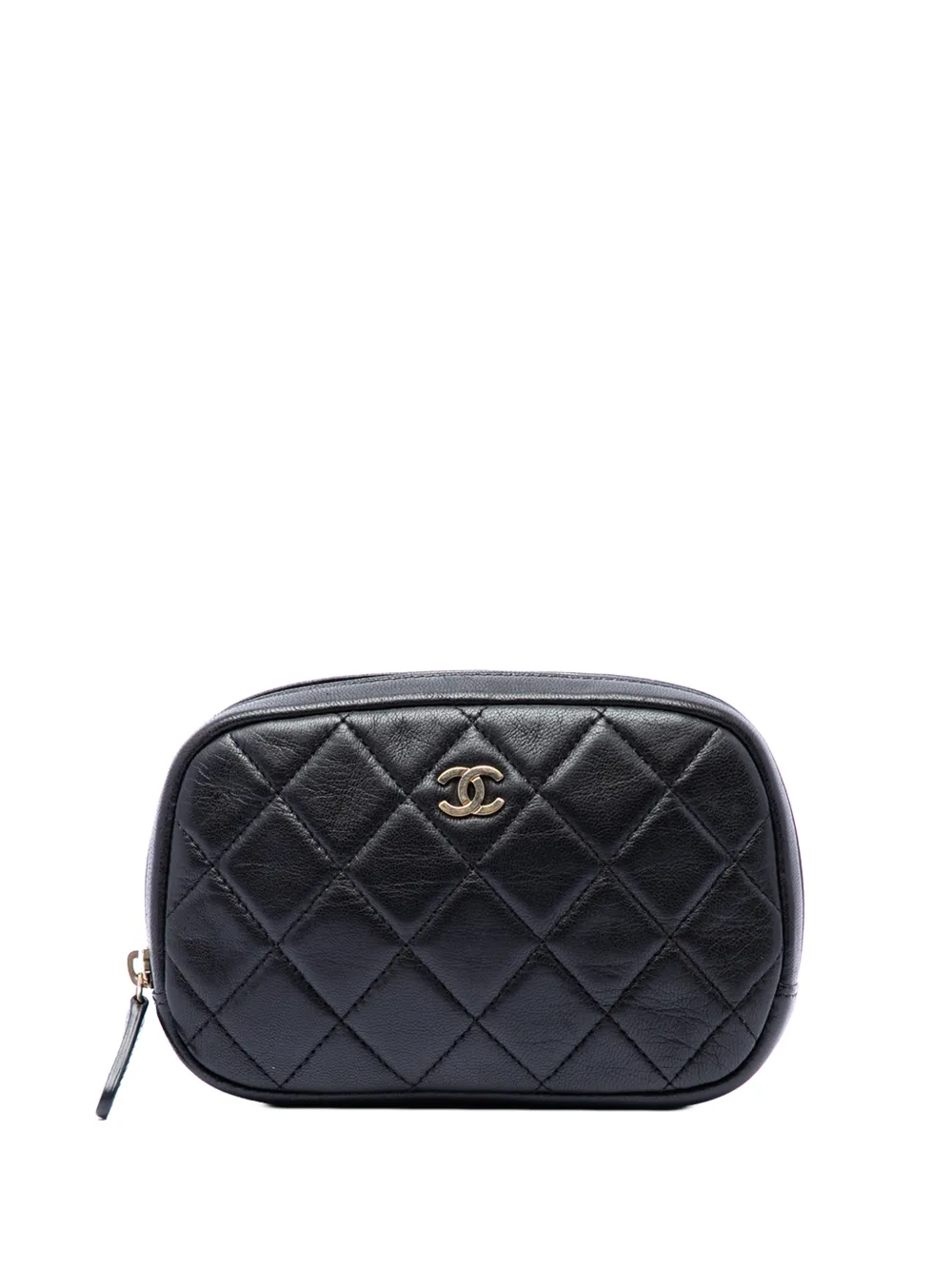 CHANEL Pre-Owned 2016-2017 CC Quilted Lambskin Curvy Cosmetic Case pouch - Nero