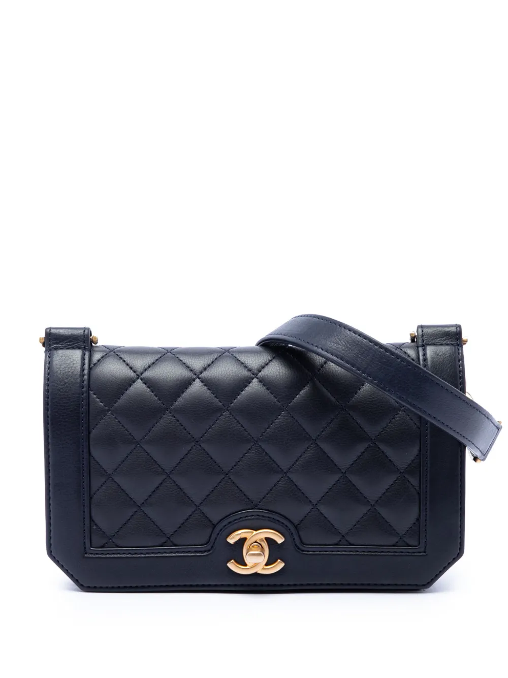 CHANEL Pre-Owned 2017-2018 CC Quilted Lambskin Diamond Flap crossbody bag - Blu
