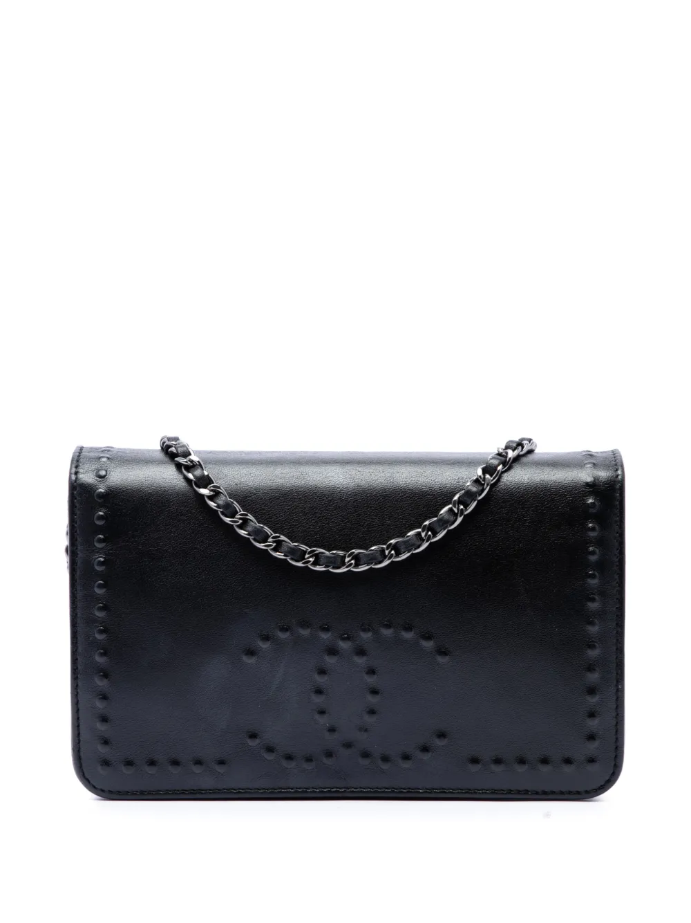 CHANEL Pre-Owned 2013-2014 CC Embossed Lambskin Wallet on Chain crossbody bag - Nero