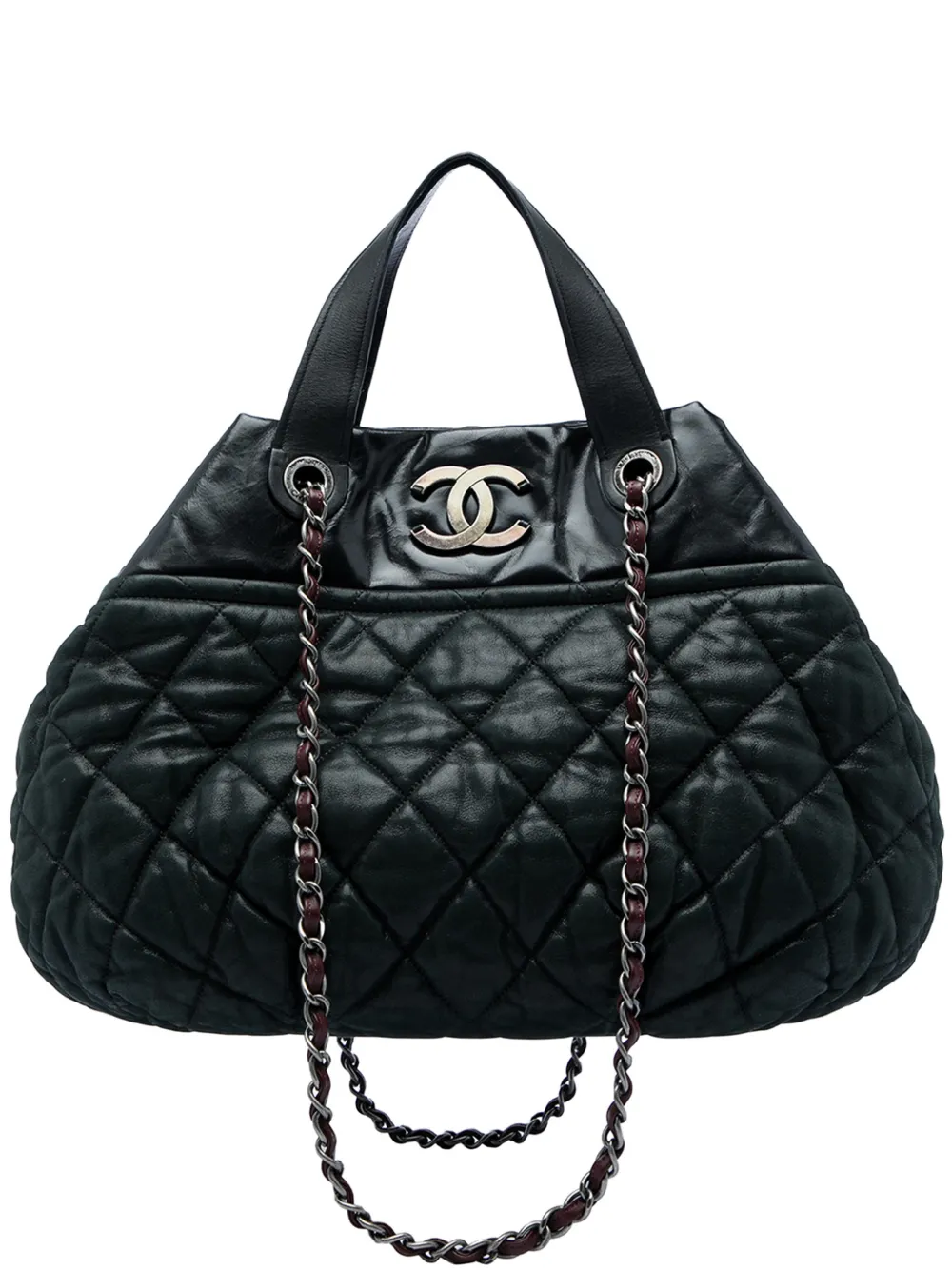 CHANEL Pre-Owned 2012 Large Quilted Iridescent Calfskin In The Mix satchel - Nero