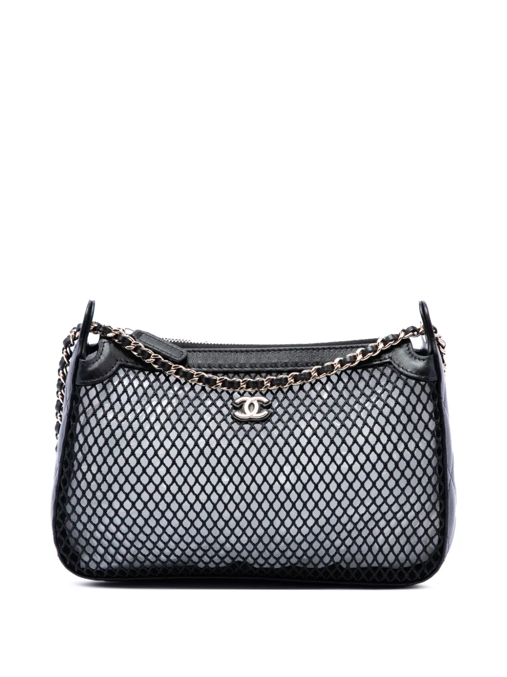 CHANEL Pre-Owned 2021-2026 CC Mesh and Shiny Lambskin Clutch with Chain shoulder bag - Nero