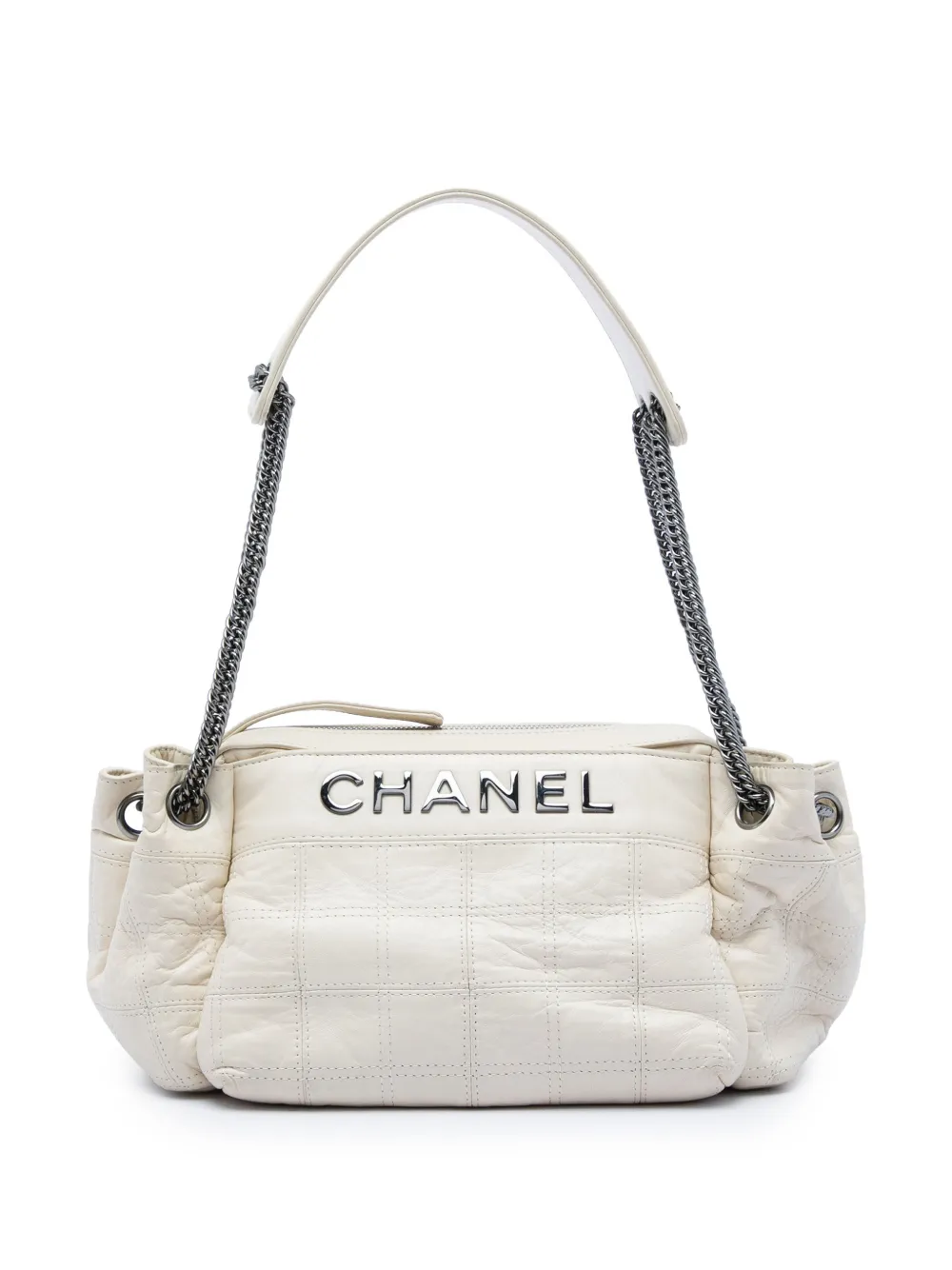 CHANEL Pre-Owned 2006-2008 Chocolate Bar Lambskin LAX Accordion shoulder bag - Bianco