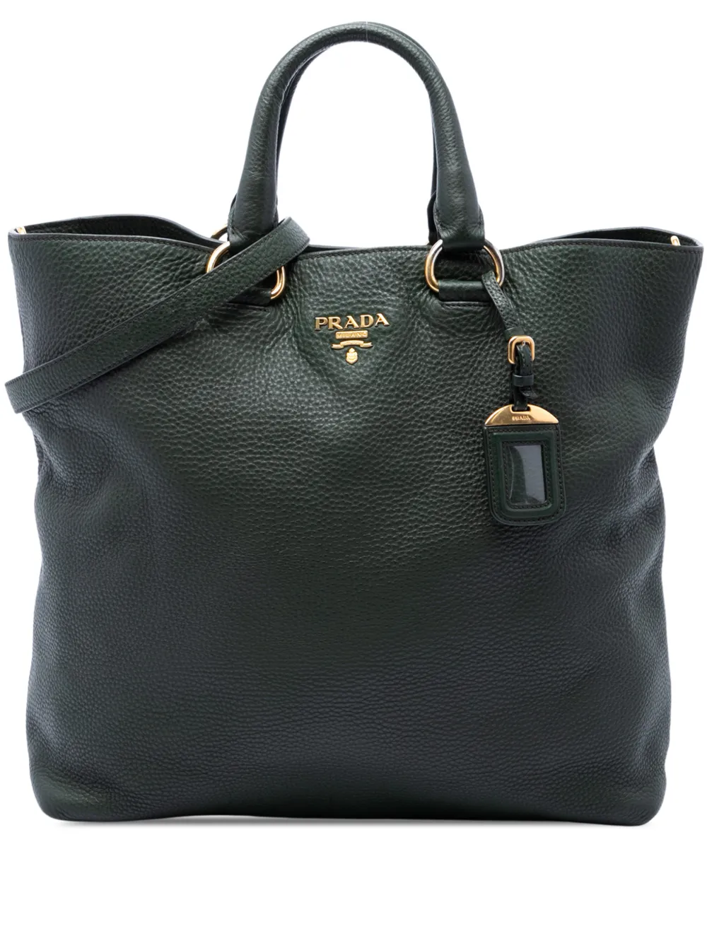 Prada Pre-Owned 2010-2026 Vitello Daino Open Convertible Tote satchel - Verde